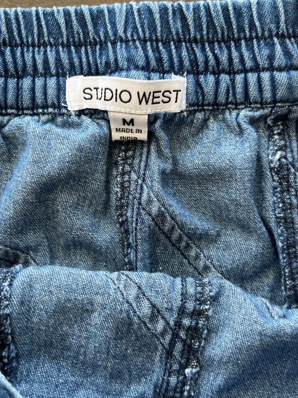 Blue Denim Panel A-Line Skirt - Picture 5 of 6